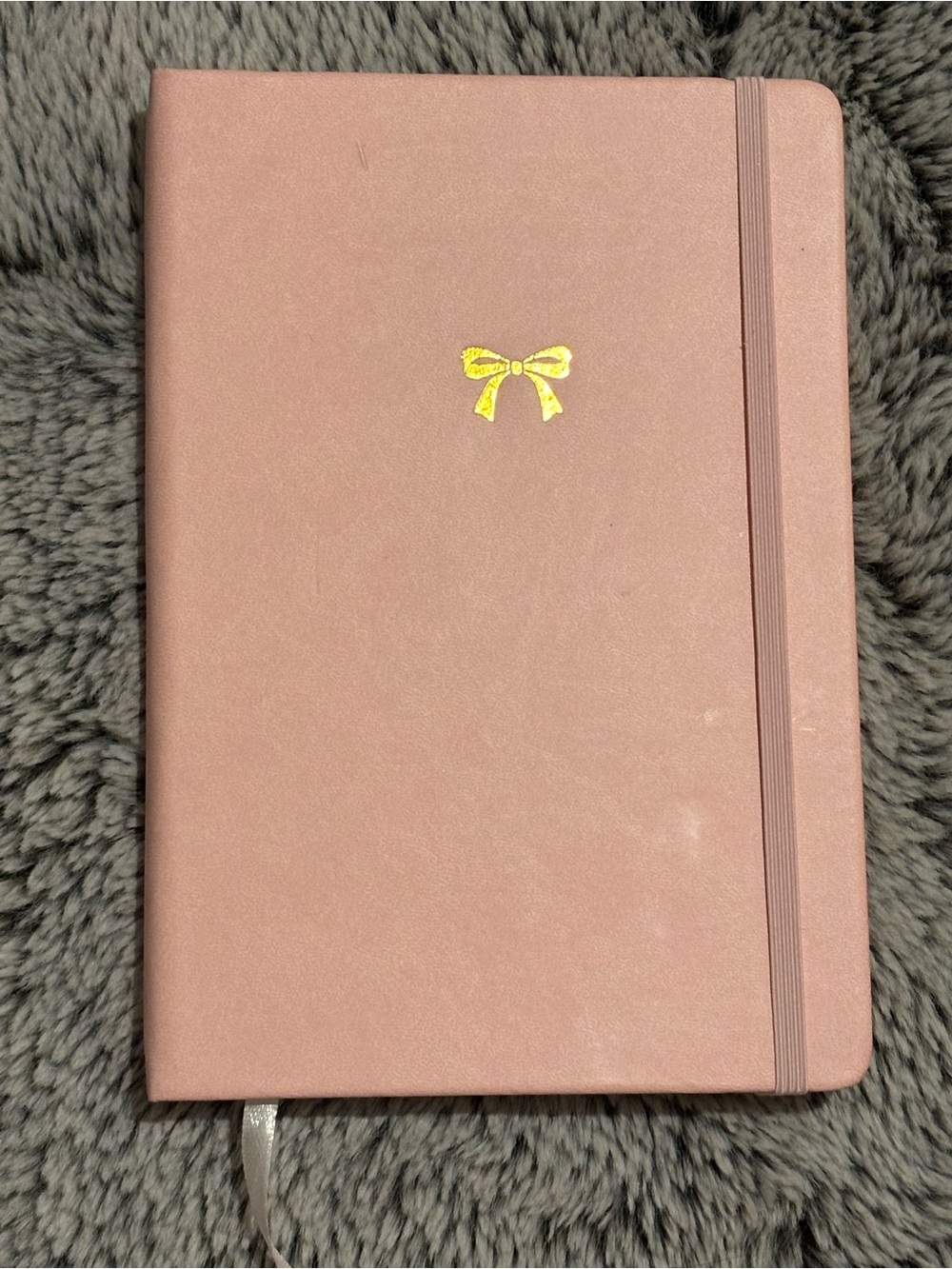 Blush Pink Hardcover Journal with Gold Bow Accent - Brand Not Visible